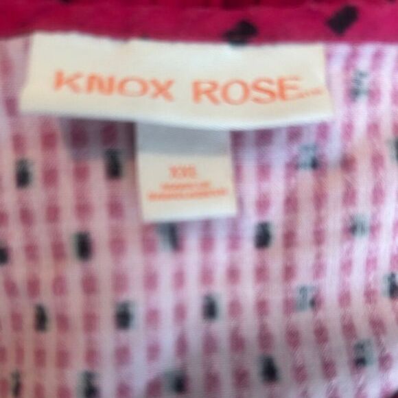 Knox Rose Pink/Back tie neck flutter sleeves rich magenta dot top, size XXL - Picture 4 of 5